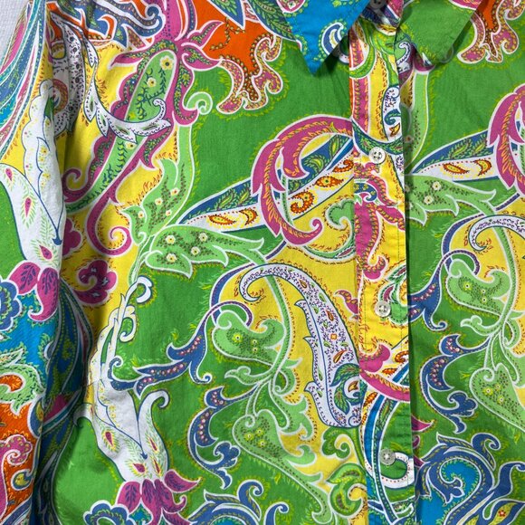 VTG Lauren Ralph Lauren Shirt Womens 1X Paisley Eclectic Minimalist Y2K Preppy - Picture 4 of 9